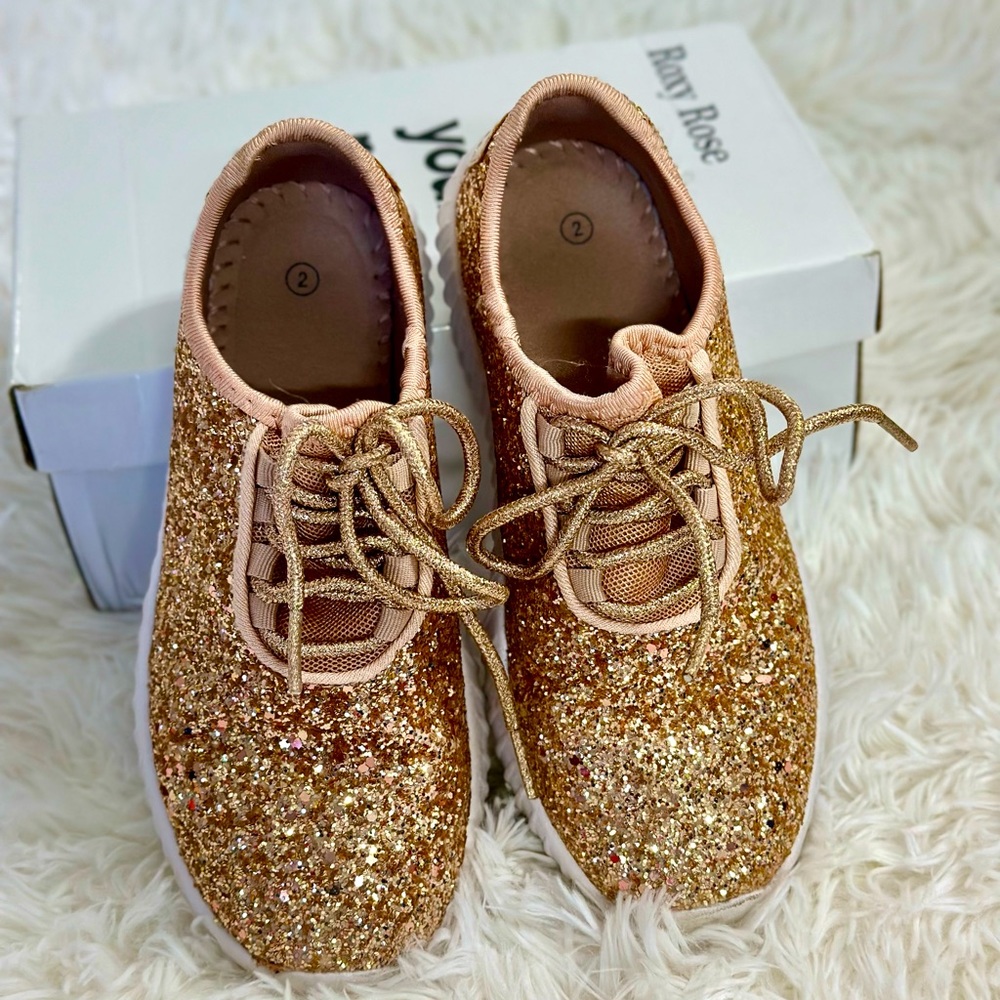 Roxy rose Girls Glitter Breathable Running Sneakers